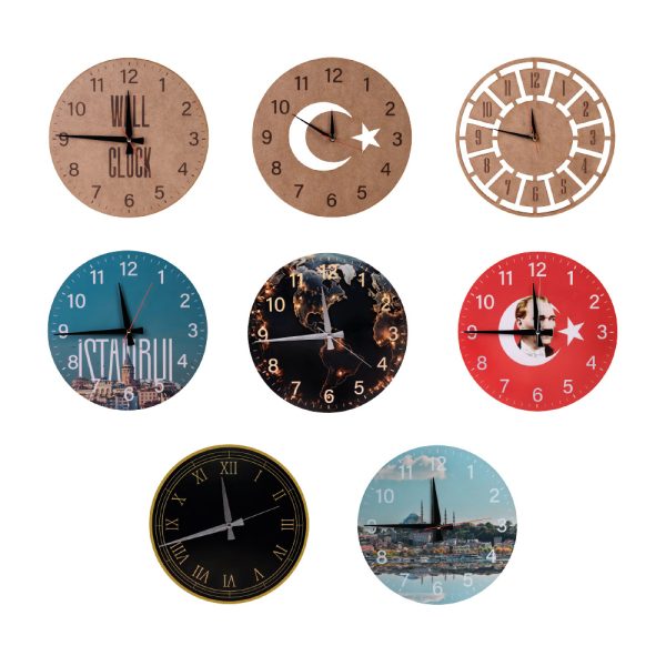 Promosyon Ahşap Duvar Saati Ø 330 mm 3291 eşantiyon logo baskılı reklam ve tanıtım ürünü