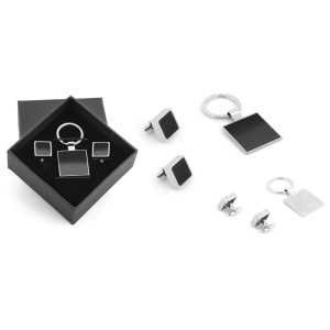 Promosyon Kutulu Metal Anahtarlık Kol Düğmeli Set 5501 eşantiyon logo baskılı reklam ve tanıtım ürünü