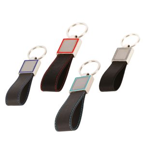Promosyon Metal Plakalı Deri Anahtarlık 5279 eşantiyon logo baskılı reklam ve tanıtım ürünü