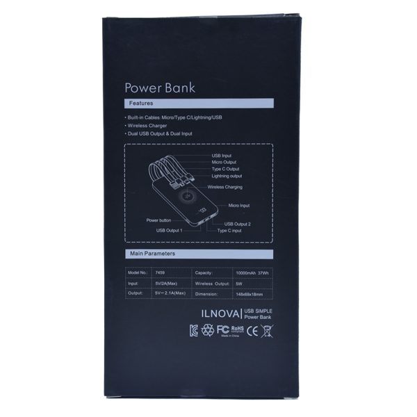 Promosyon Powerbank 10000 mAh Wireless Mobil Şarj Cihazı 7459 Beyaz eşantiyon logo baskılı reklam ve tanıtım ürünü