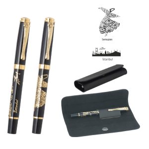 Promosyon Tekli Kabartma Roller Kalem Seti 1758 eşantiyon logo baskılı reklam ve tanıtım ürünü