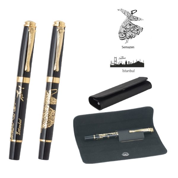 Promosyon Tekli Kabartma Roller Kalem Seti 1758 eşantiyon logo baskılı reklam ve tanıtım ürünü