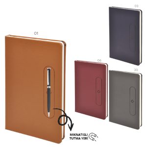Promosyon Termo Deri Magnetli Defter 6517 eşantiyon logo baskılı reklam ve tanıtım ürünü